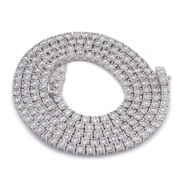 10K White Gold 10 Pointer 20.21CT Tennis Chain Lab Diamond Men Women Necklace 22" - Elite Jewelers-Necklaces