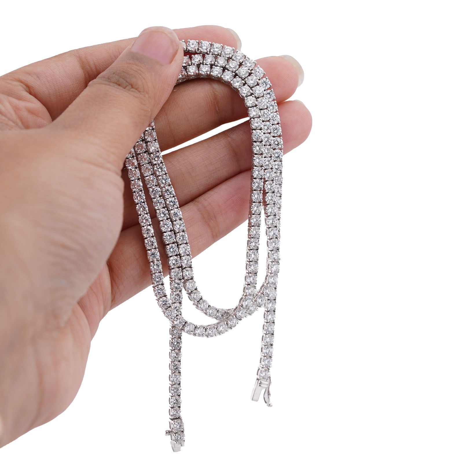 10K White Gold 10 Pointer 20.21CT Tennis Chain Lab Diamond Men Women Necklace 22" - Elite Jewelers-Necklaces