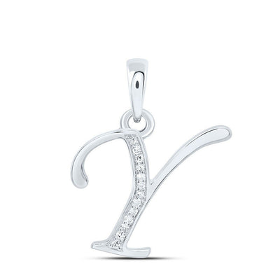 10k White Gold 1.02gms 0.06CTW Natural Diamond Initial "Y" Letter Pendant Charm - Elite Jewelers - Charms & Pendants