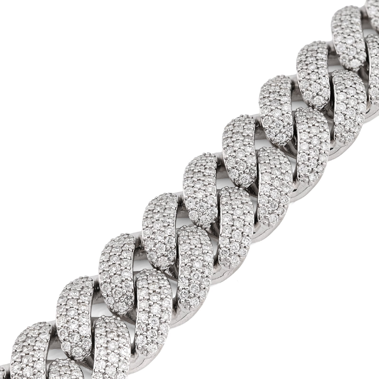 10K White Gold 10.31CT 100g Natural Diamond 14MM Cuban Link Bracelet Men 8" - Elite Jewelers - Bracelets