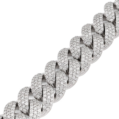 10K White Gold 10.31CT 100g Natural Diamond 14MM Cuban Link Bracelet Men 8" - Elite Jewelers - Bracelets