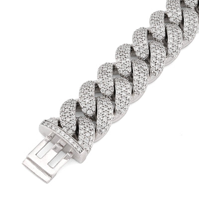 10K White Gold 10.31CT 100g Natural Diamond 14MM Cuban Link Bracelet Men 8" - Elite Jewelers - Bracelets