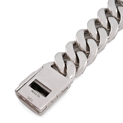 10K White Gold 10.31CT 100g Natural Diamond 14MM Cuban Link Bracelet Men 8" - Elite Jewelers - Bracelets