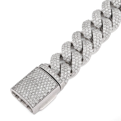 10K White Gold 10.31CT 100g Natural Diamond 14MM Cuban Link Bracelet Men 8" - Elite Jewelers - Bracelets