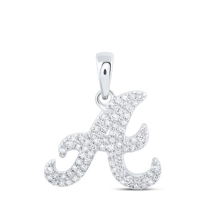 10k White Gold 1.05gms 0.17CTW Natural Diamond Initial "A" Letter Pendant Charm - Elite Jewelers - Charms & Pendants
