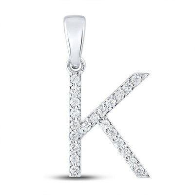 10k White Gold 1.05gms 0.17CTW Natural Diamond Initial "K" Letter Pendant Charm - Elite Jewelers - Charms & Pendants