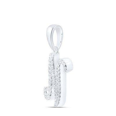 10k White Gold 1.05gms 0.17CTW Natural Diamond Initial "N" Letter Pendant Charm - Elite Jewelers - Charms & Pendants
