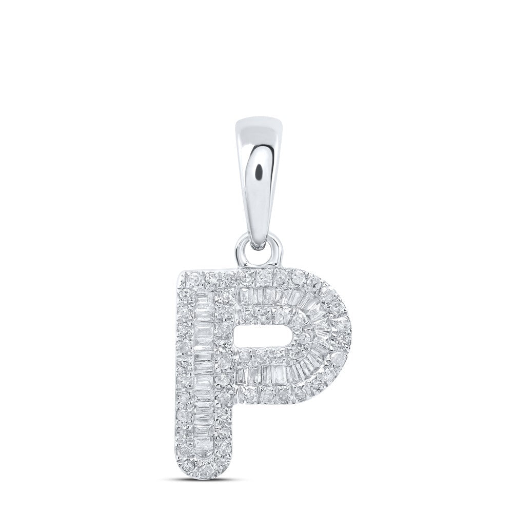 10k White Gold 1.05gms 0.3CTW Natural Diamond Initial "P" Letter Pendant Charm - Elite Jewelers - Charms & Pendants