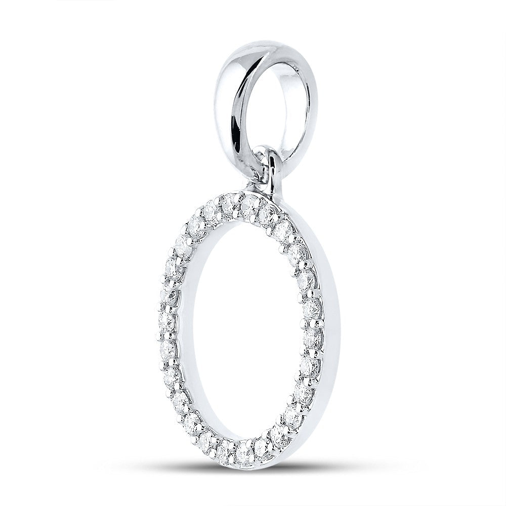 10k White Gold 1.07gms 0.2CTW Natural Diamond Initial "O" Letter Pendant Charm - Elite Jewelers - Charms & Pendants