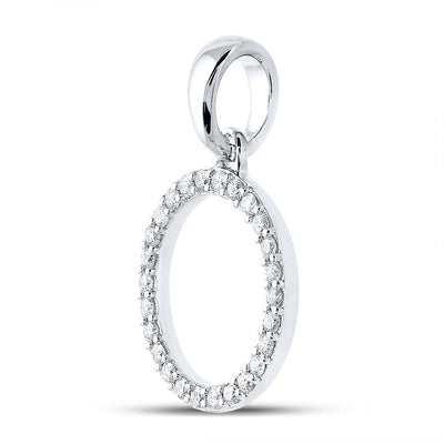 10k White Gold 1.07gms 0.2CTW Natural Diamond Initial "O" Letter Pendant Charm - Elite Jewelers - Charms & Pendants