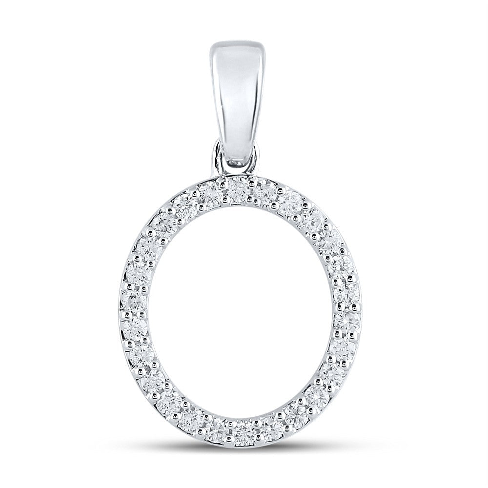 10k White Gold 1.07gms 0.2CTW Natural Diamond Initial "O" Letter Pendant Charm - Elite Jewelers - Charms & Pendants