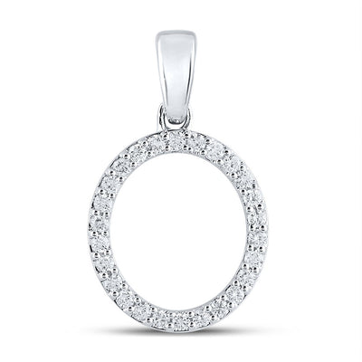 10k White Gold 1.07gms 0.2CTW Natural Diamond Initial "O" Letter Pendant Charm - Elite Jewelers - Charms & Pendants