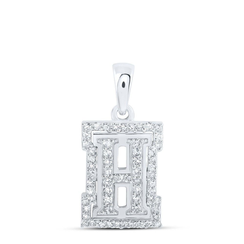 10k White Gold 1.09gms 0.21CTW Natural Diamond Initial "H" Letter Pendant Charm - Elite Jewelers - Charms & Pendants