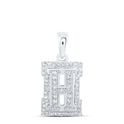 10k White Gold 1.09gms 0.21CTW Natural Diamond Initial "H" Letter Pendant Charm - Elite Jewelers - Charms & Pendants