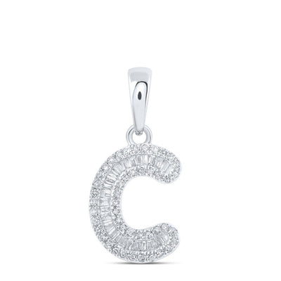 10k White Gold 1.09gms 0.26CTW Natural Diamond Initial "C" Letter Pendant Charm - Elite Jewelers - Charms & Pendants