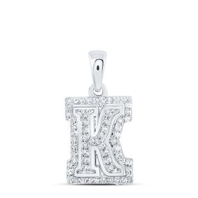 10k White Gold 1.12gms 0.19CTW Natural Diamond Initial "K" Letter Pendant Charm - Elite Jewelers - Charms & Pendants