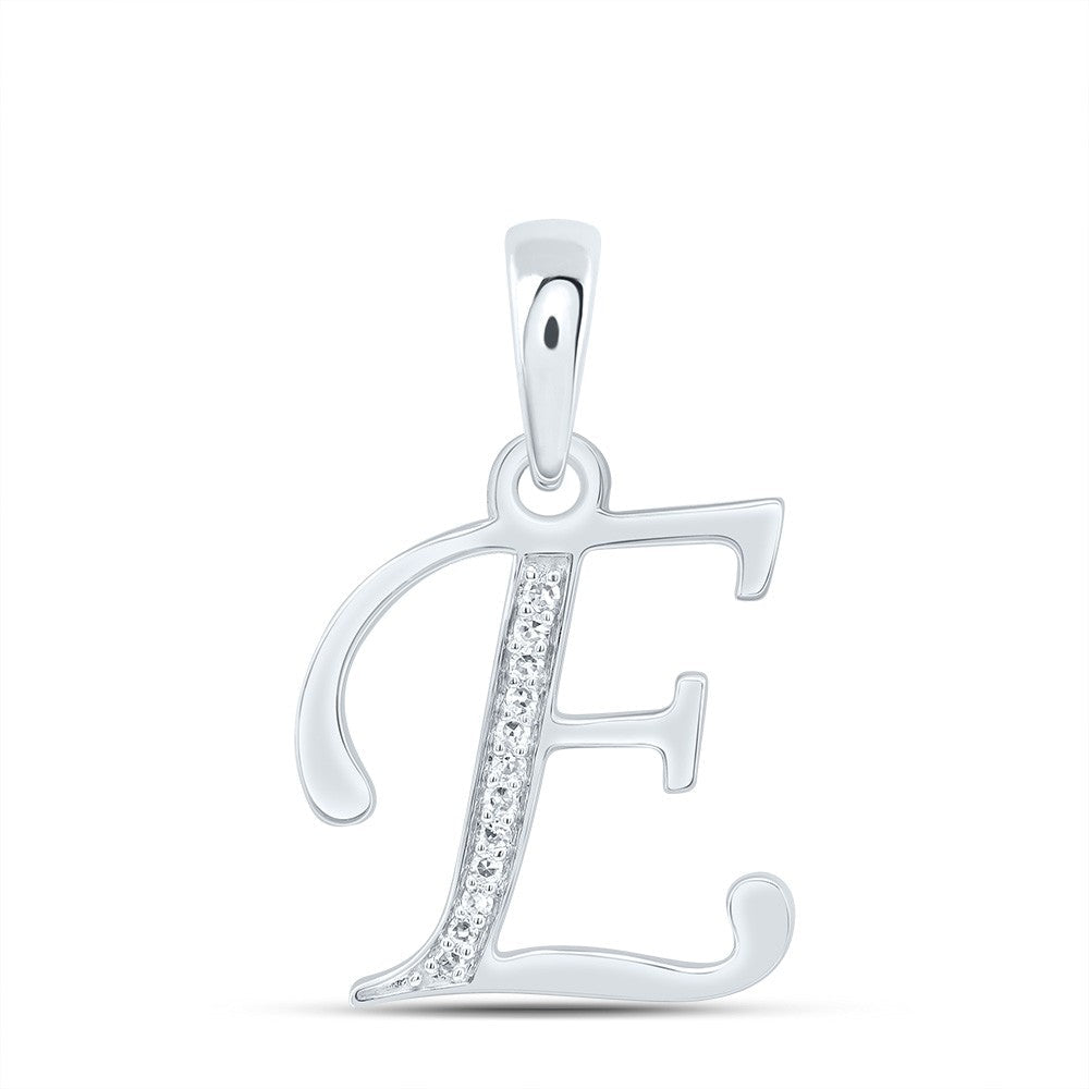 10k White Gold 1.15gms 0.05CTW Natural Diamond Initial "E" Letter Pendant Charm - Elite Jewelers - Charms & Pendants