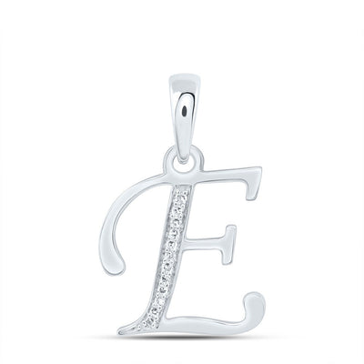 10k White Gold 1.15gms 0.05CTW Natural Diamond Initial "E" Letter Pendant Charm - Elite Jewelers - Charms & Pendants