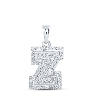 10k White Gold 1.16gms 0.23CTW Natural Diamond Initial "Z" Letter Pendant Charm - Elite Jewelers - Charms & Pendants