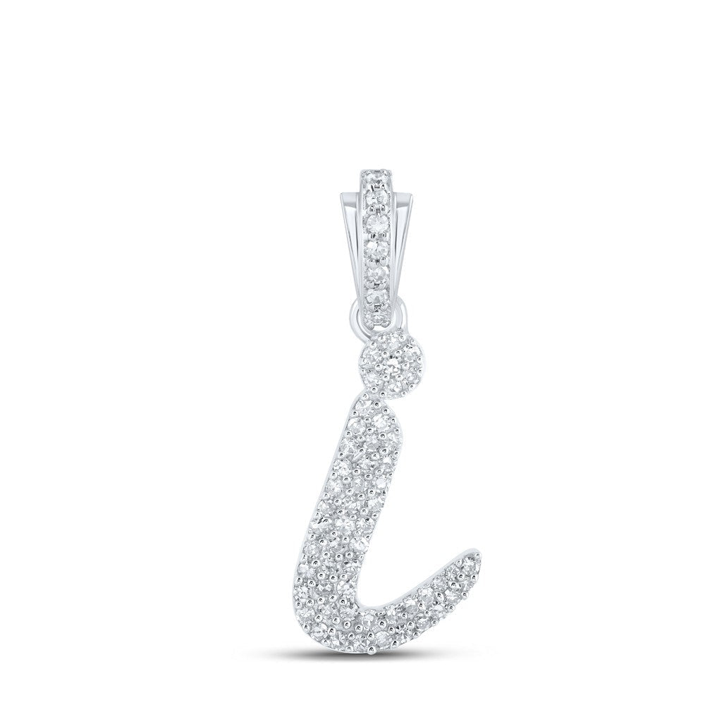 10k White Gold 1.16gms 0.26CTW Natural Diamond Initial "I" Letter Pendant Charm - Elite Jewelers - Charms & Pendants