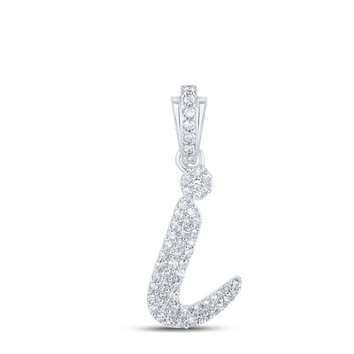 10k White Gold 1.16gms 0.26CTW Natural Diamond Initial "I" Letter Pendant Charm - Elite Jewelers - Charms & Pendants