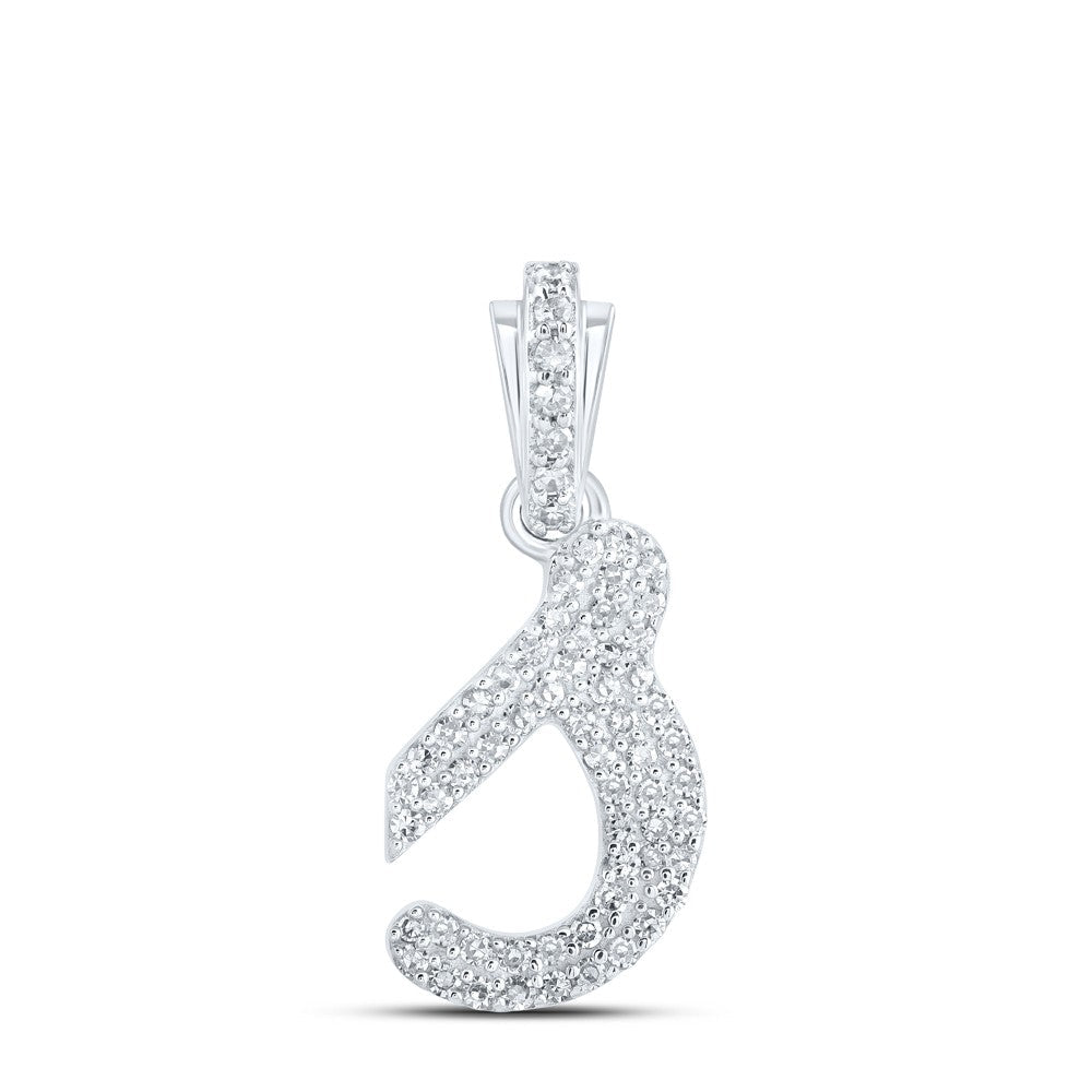 10k White Gold 1.17gms 0.25CTW Natural Diamond Initial "S" Letter Pendant Charm - Elite Jewelers - Charms & Pendants