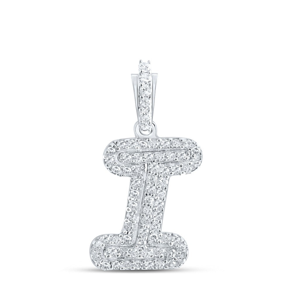10k White Gold 1.18gms 0.17CTW Natural Diamond Initial "I" Letter Pendant Charm - Elite Jewelers - Charms & Pendants
