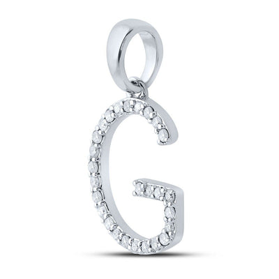 10k White Gold 1.18gms 0.2CTW Natural Diamond Initial "G" Letter Pendant Charm - Elite Jewelers - Charms & Pendants