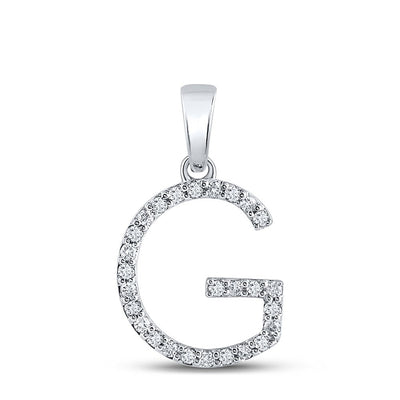 10k White Gold 1.18gms 0.2CTW Natural Diamond Initial "G" Letter Pendant Charm - Elite Jewelers - Charms & Pendants