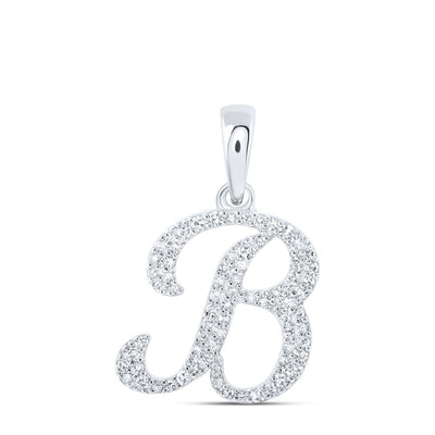 10k White Gold 1.19gms 0.18CTW Natural Diamond Initial "B" Letter Pendant Charm - Elite Jewelers - Charms & Pendants