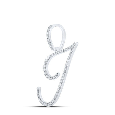 10k White Gold 1.19gms 0.38CTW Natural Diamond Initial "I" Letter Pendant Charm - Elite Jewelers - Charms & Pendants