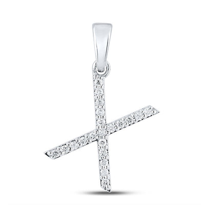 10k White Gold 1.1gms 0.16CTW Natural Diamond Initial "X" Letter Pendant Charm - Elite Jewelers - Charms & Pendants