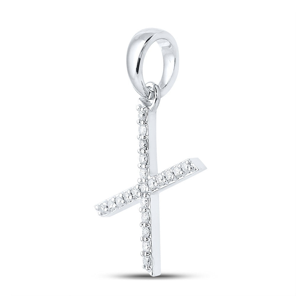 10k White Gold 1.1gms 0.16CTW Natural Diamond Initial "X" Letter Pendant Charm - Elite Jewelers - Charms & Pendants