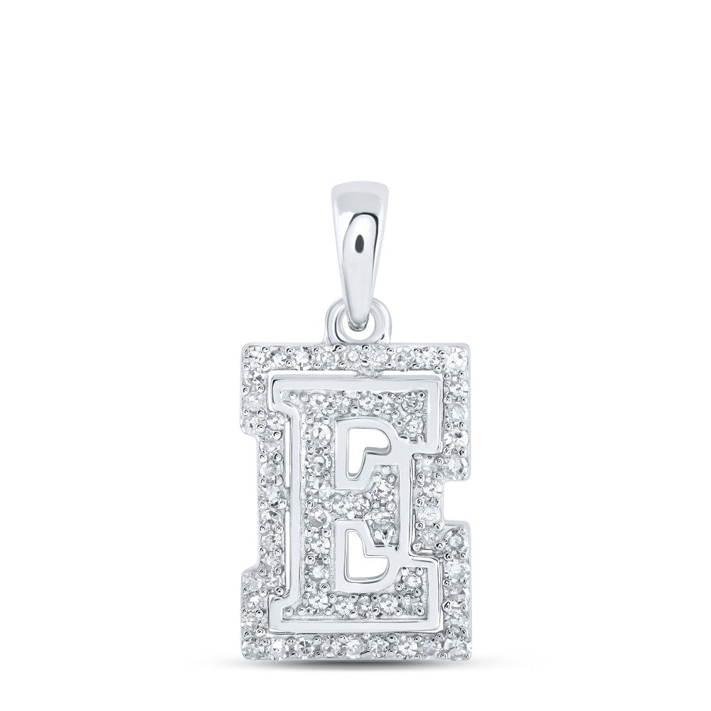10k White Gold 1.1gms 0.22CTW Natural Diamond Initial "E" Letter Pendant Charm - Elite Jewelers - Charms & Pendants