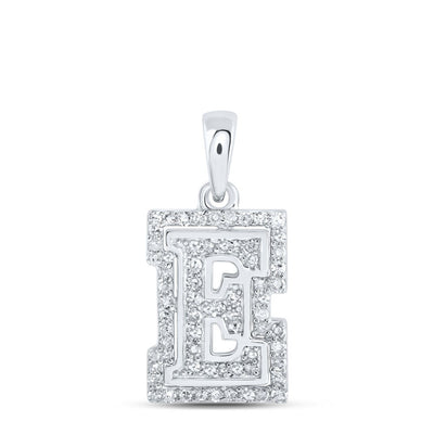 10k White Gold 1.1gms 0.22CTW Natural Diamond Initial "E" Letter Pendant Charm - Elite Jewelers - Charms & Pendants