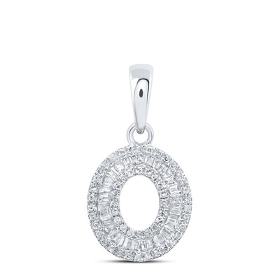 10k White Gold 1.1gms 0.34CTW Natural Diamond Initial "O" Letter Pendant Charm - Elite Jewelers - Charms & Pendants