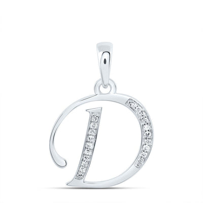 10k White Gold 1.21gms 0.08CTW Natural Diamond Initial "D" Letter Pendant Charm - Elite Jewelers - Charms & Pendants