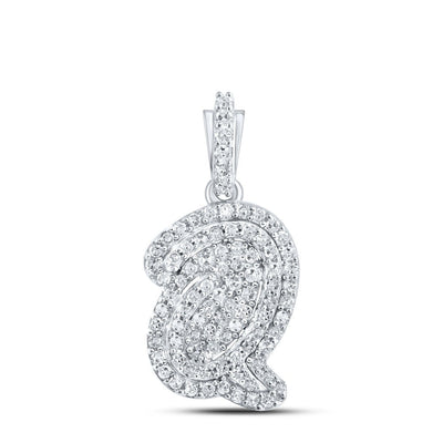 10k White Gold 1.23gms 0.22CTW Natural Diamond Initial "Q" Letter Pendant Charm - Elite Jewelers - Charms & Pendants