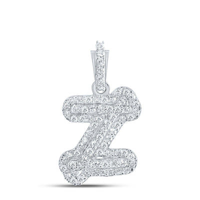 10k White Gold 1.23gms 0.22CTW Natural Diamond Initial "Z" Letter Pendant Charm - Elite Jewelers - Charms & Pendants