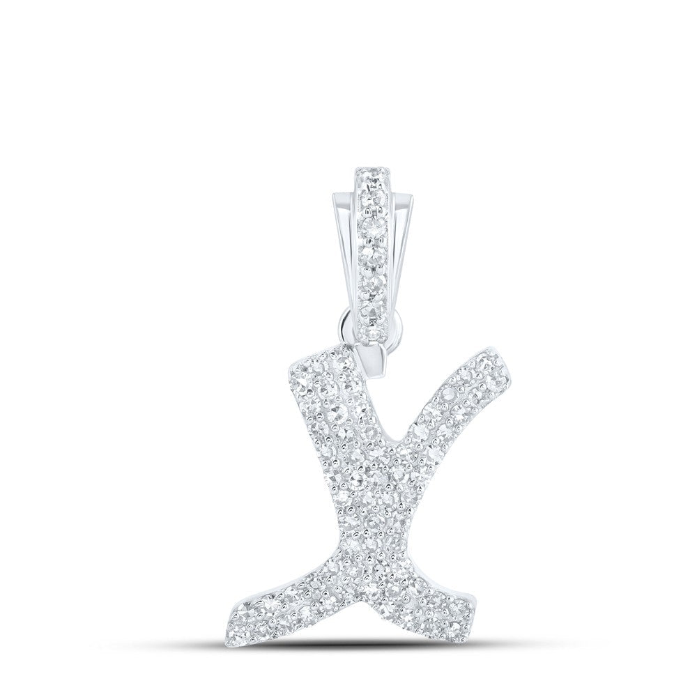 10k White Gold 1.23gms 0.28CTW Natural Diamond Initial "X" Letter Pendant Charm - Elite Jewelers - Charms & Pendants