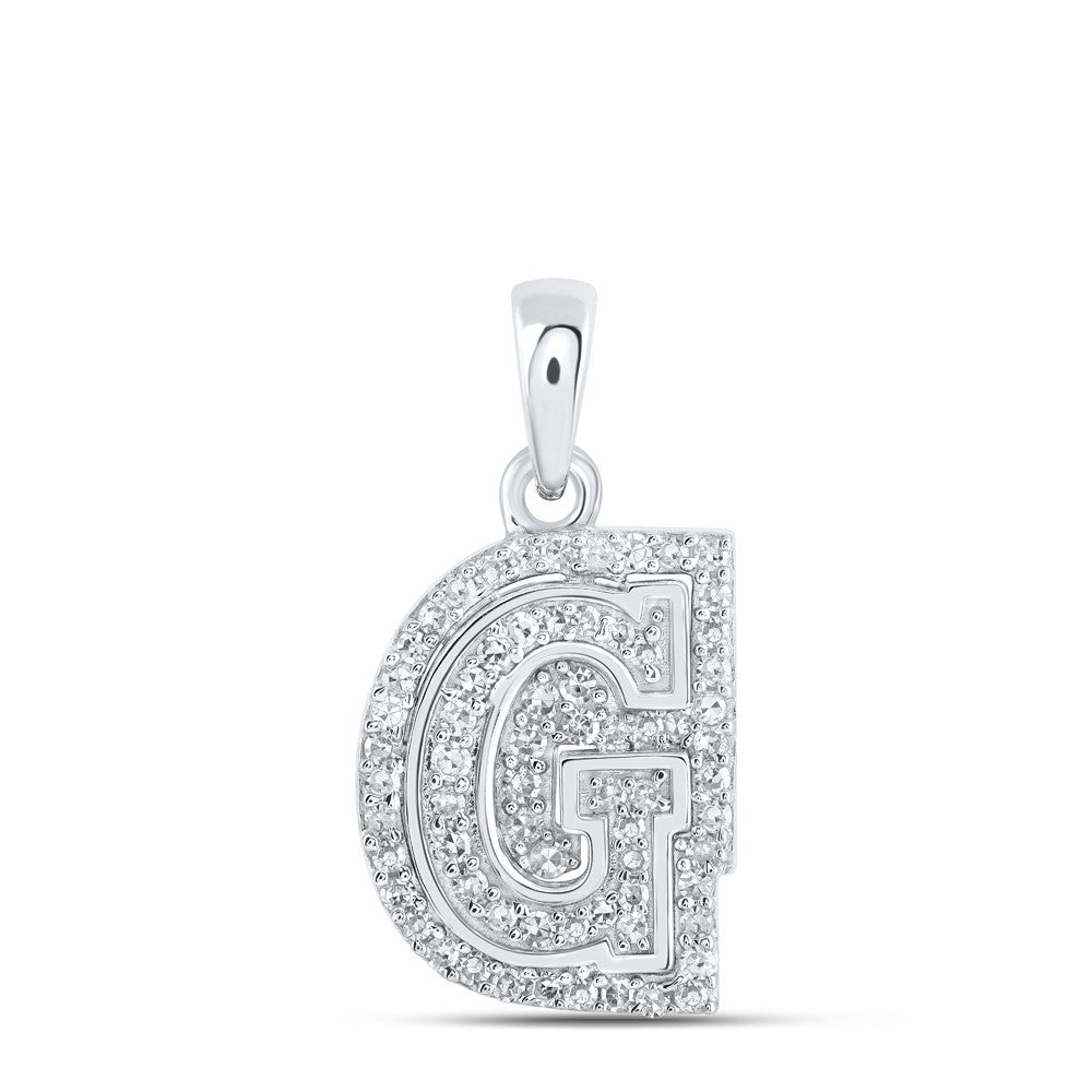 10k White Gold 1.24gms 0.21CTW Natural Diamond Initial "G" Letter Pendant Charm - Elite Jewelers - Charms & Pendants
