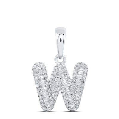 10k White Gold 1.24gms 0.41CTW Natural Diamond Initial "W" Letter Pendant Charm - Elite Jewelers - Charms & Pendants
