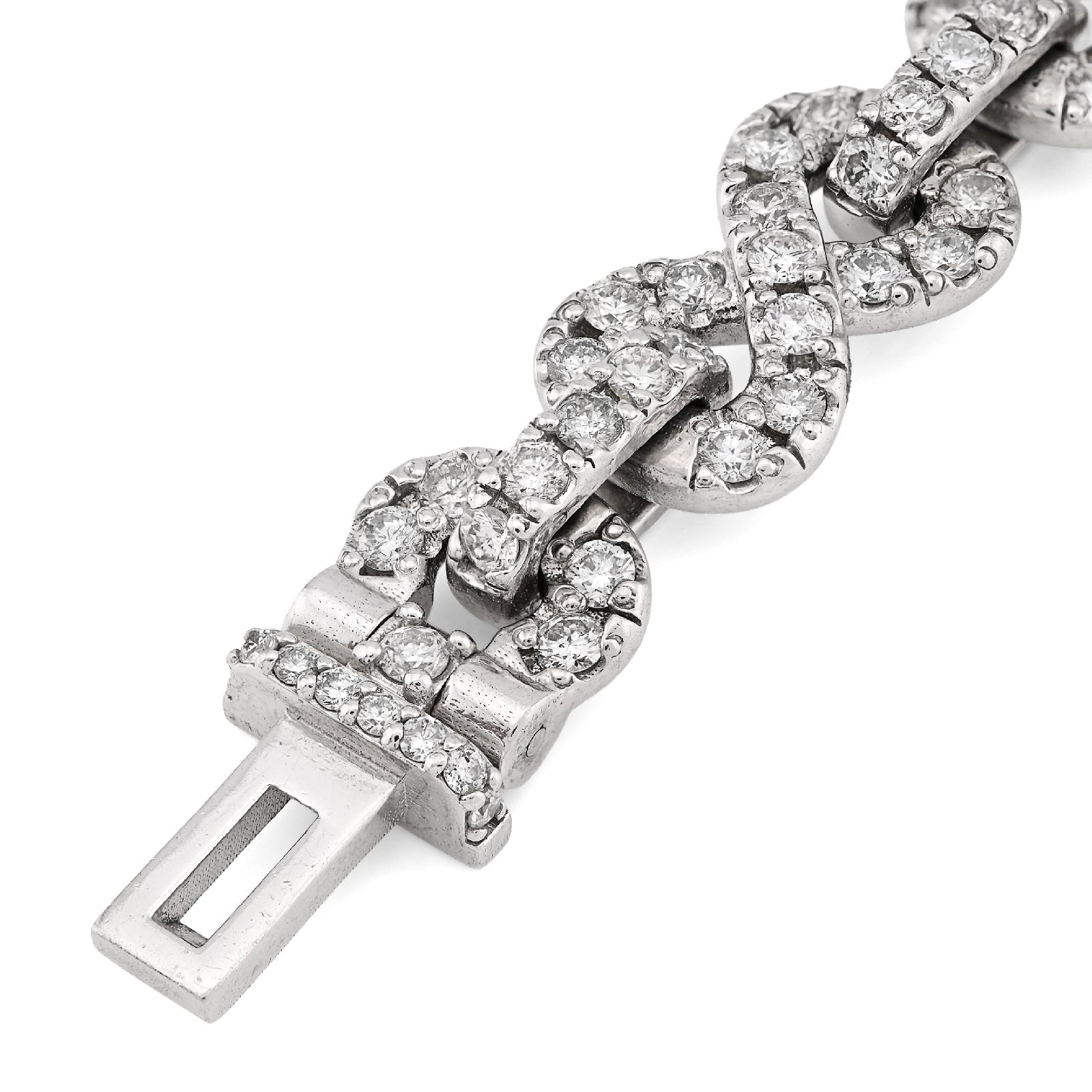 10K White Gold 12.5CT Natural Diamond Infinity Link 11MM Men 51.1g Bracelet 8" - Elite Jewelers - Bracelets