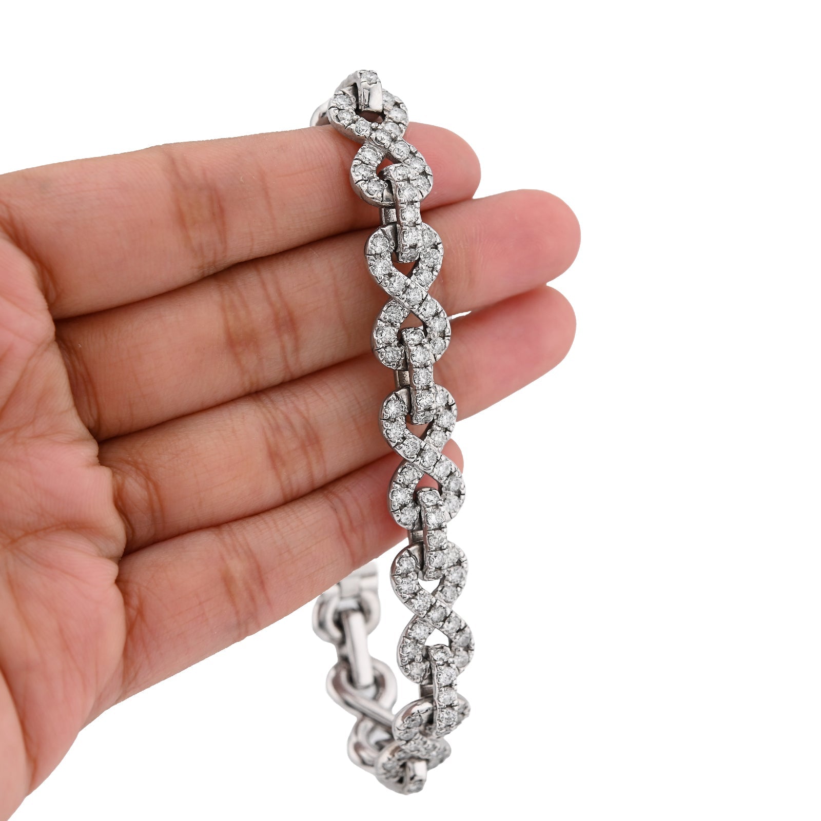 10K White Gold 12.5CT Natural Diamond Infinity Link 11MM Men 51.1g Bracelet 8" - Elite Jewelers - Bracelets