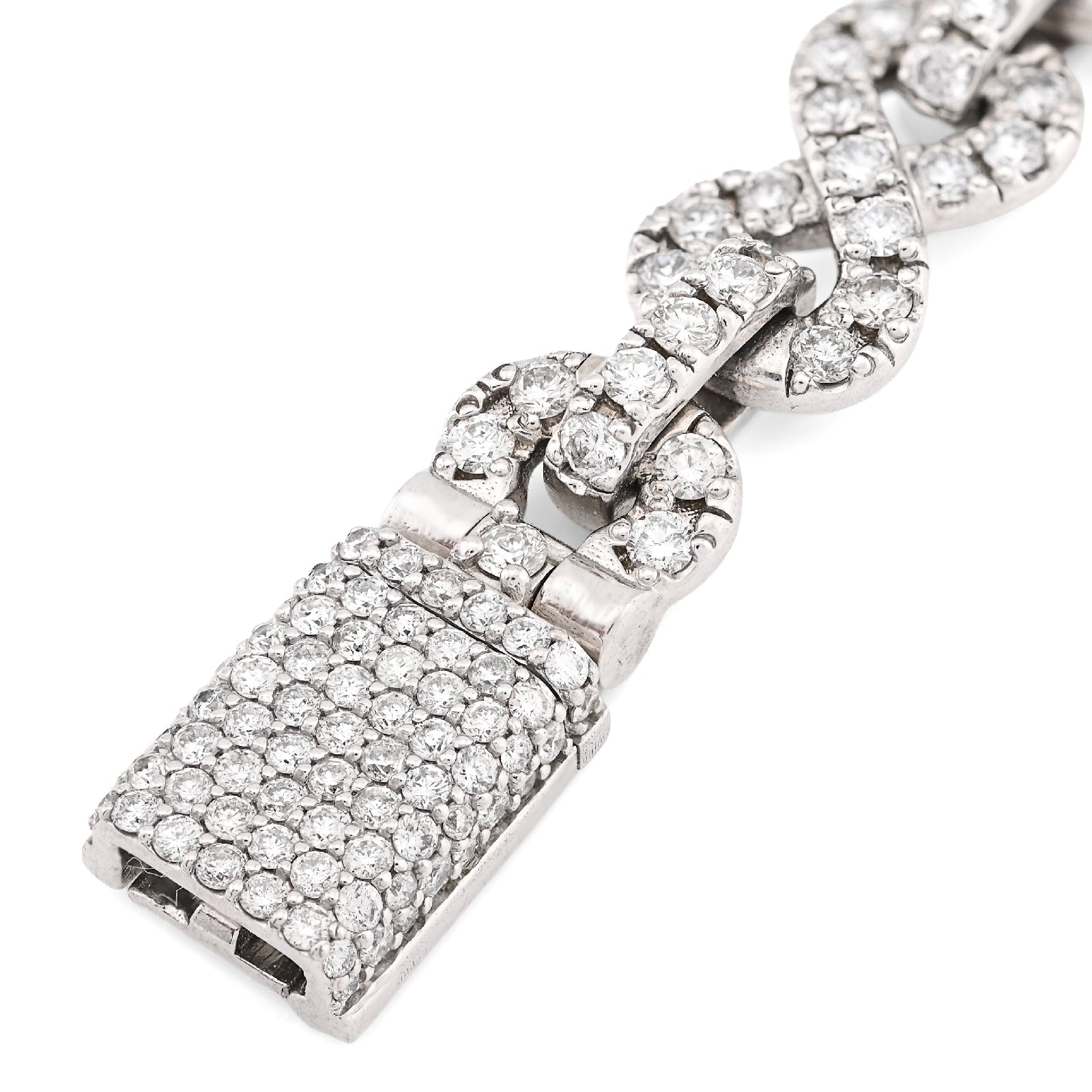 10K White Gold 12.5CT Natural Diamond Infinity Link 11MM Men 51.1g Bracelet 8" - Elite Jewelers - Bracelets
