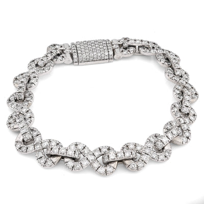 10K White Gold 12.5CT Natural Diamond Infinity Link 11MM Men 51.1g Bracelet 8" - Elite Jewelers - Bracelets