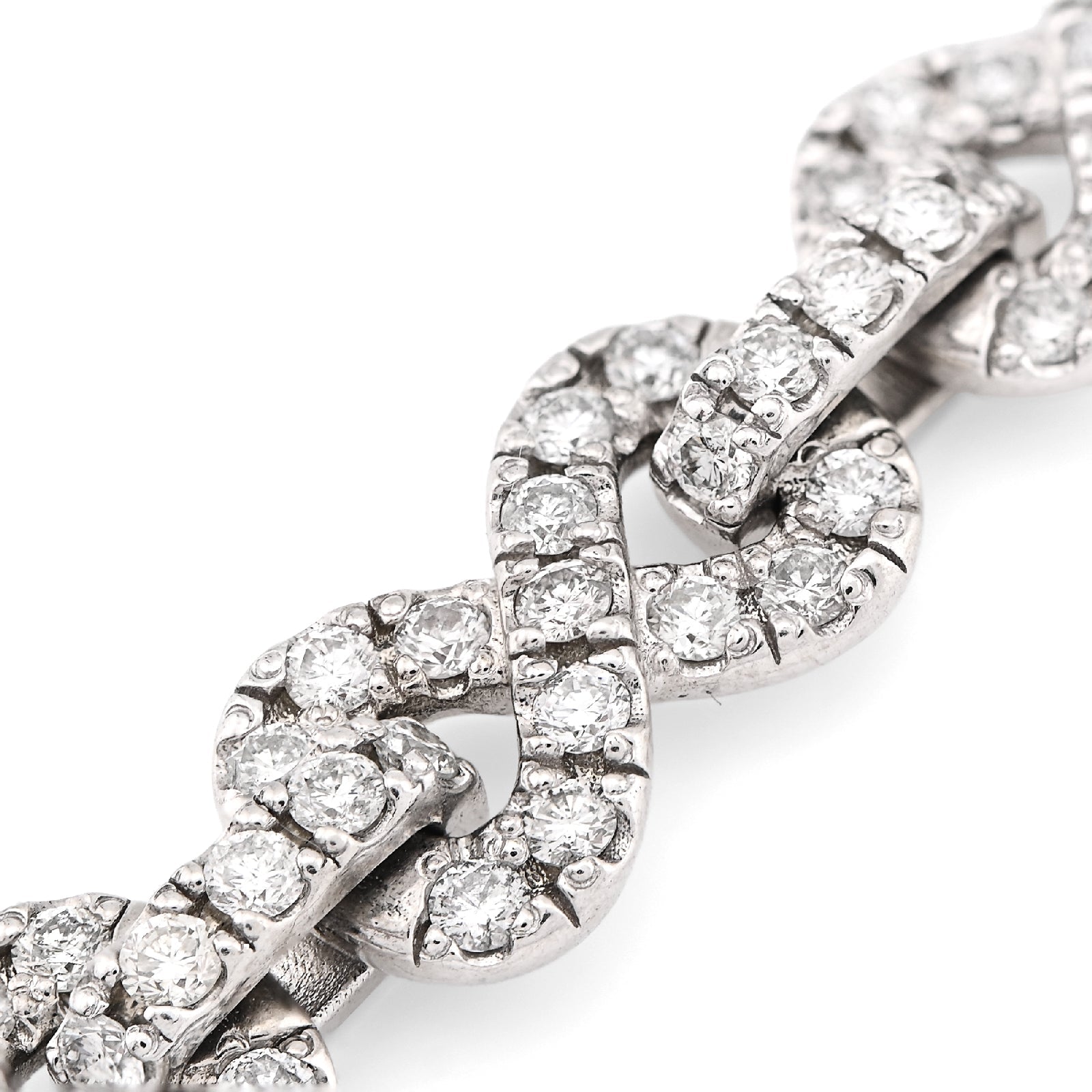 10K White Gold 12.5CT Natural Diamond Infinity Link 11MM Men 51.1g Bracelet 8" - Elite Jewelers - Bracelets