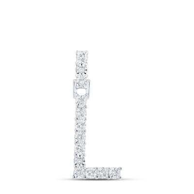 10k White Gold 1.25gms 0.07CTW Natural Diamond Initial "L" Letter Pendant Charm - Elite Jewelers - Charms & Pendants