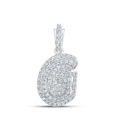 10k White Gold 1.25gms 0.2CTW Natural Diamond Initial "G" Letter Pendant Charm - Elite Jewelers - Charms & Pendants