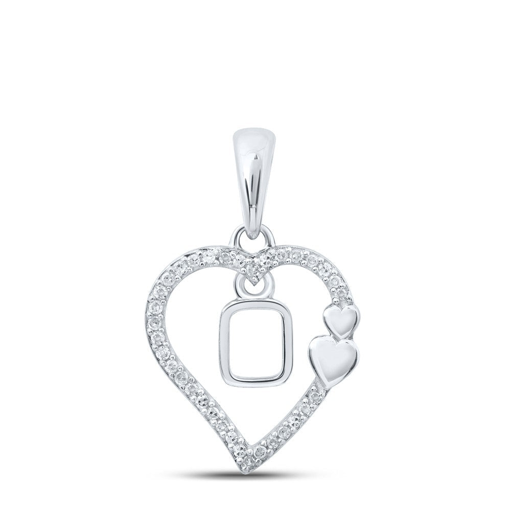 10k White Gold 1.26gms 0.11CTW Natural Diamond Initial "O" Heart Pendant Charm - Elite Jewelers - Charms & Pendants